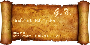 Gnámt Nándor névjegykártya